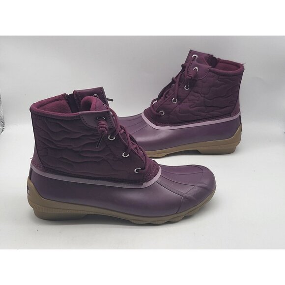 Sperry Saltwater Womens Duck Boots With Side Zipper Size 9.5 Burgundy‎ - Picture 4 of 9